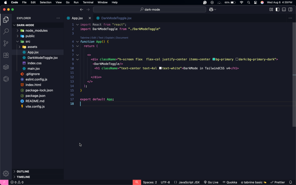 folder_structure of tailwindcss v4 in react