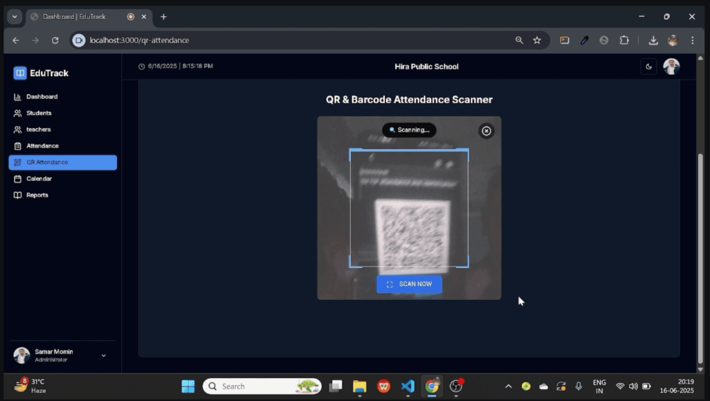 QR code based attendance management system