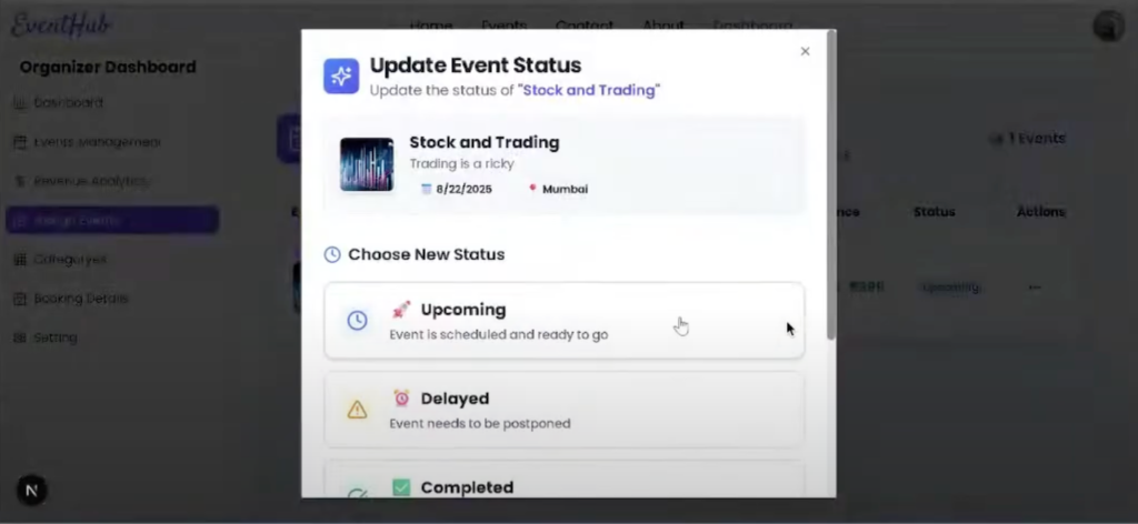 Organizer inquiry form and admin inquiry management