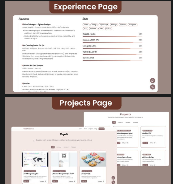 personal portfolio website source code